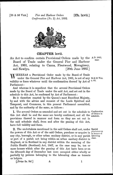 Pier and Harbour Orders Confirmation (No. 2) Act 1892