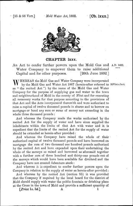 Mold Water Act 1892