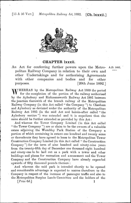 Metropolitan Railway Act 1892