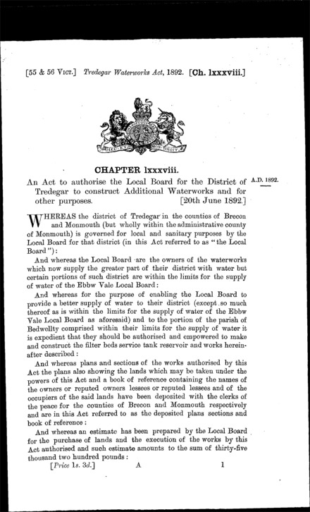 Tredegar Waterworks Act 1892