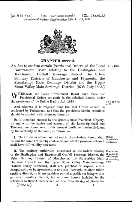Local Government Board's Provisional Orders Confirmation (No. 7) Act 1893