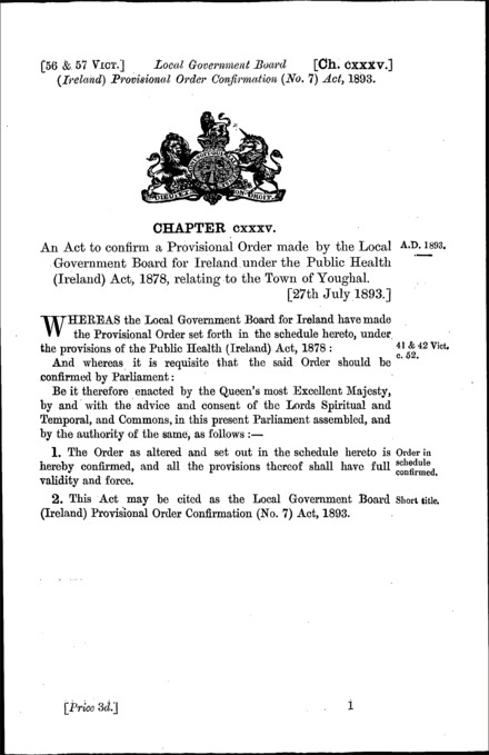 Local Government Board (Ireland) Provisional Order Confirmation (No. 7) Act 1893