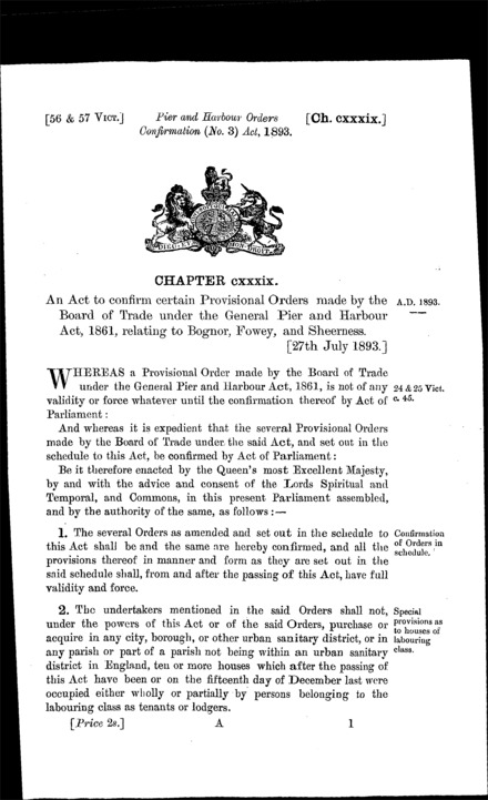 Pier and Harbour Orders Confirmation (No. 3) Act 1893