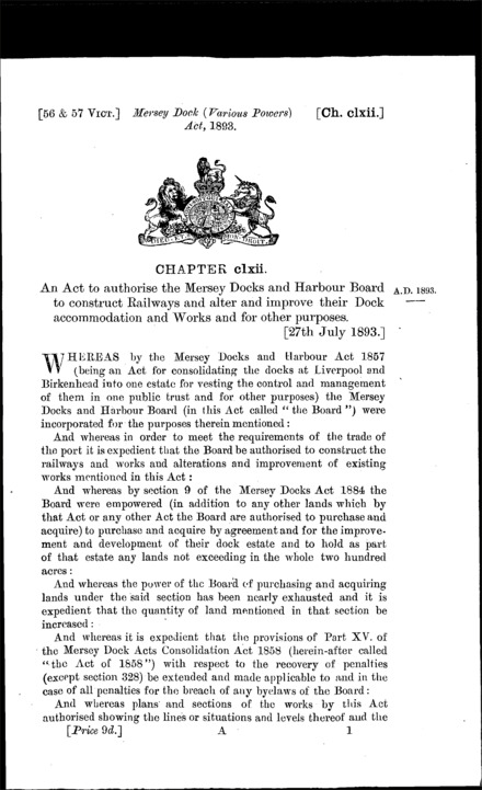 Mersey Dock (Various Powers) Act 1893