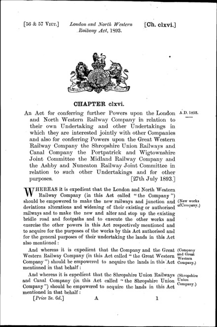 London and North Western Railway Act 1893