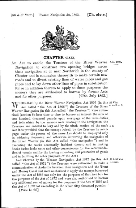 Weaver Navigation Act 1893