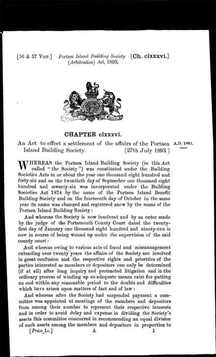 Portsea Island Building Society (Arbitration) Act 1893