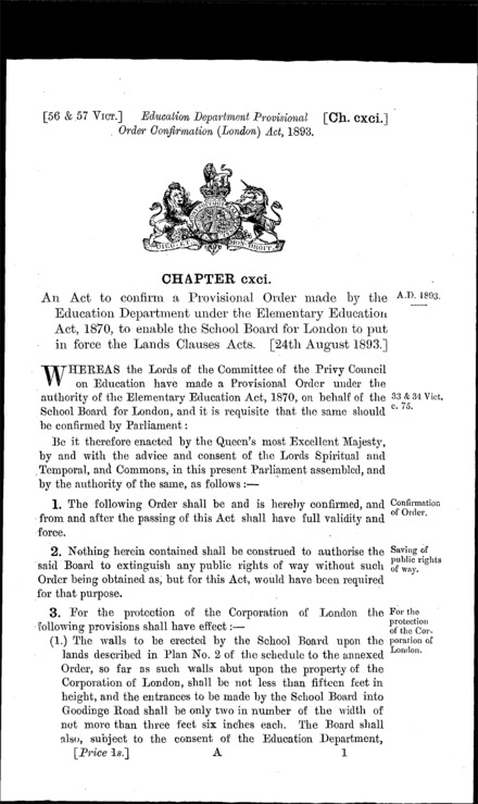 Education Department Provisional Order Confirmation (London) Act 1893