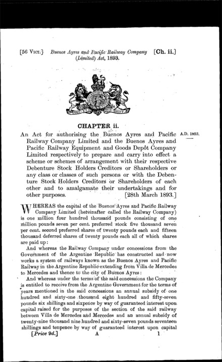 Buenos Ayres and Pacific Railway Company (Limited) Act 1893