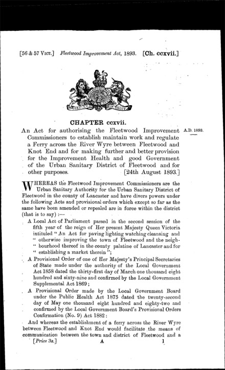 Fleetwood Improvement Act 1893
