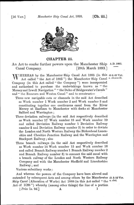 Manchester Ship Canal Act 1893