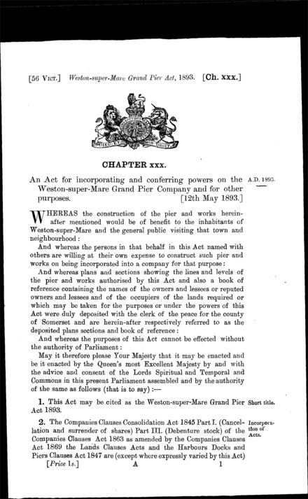 Weston-super-Mare Grand Pier Act 1893