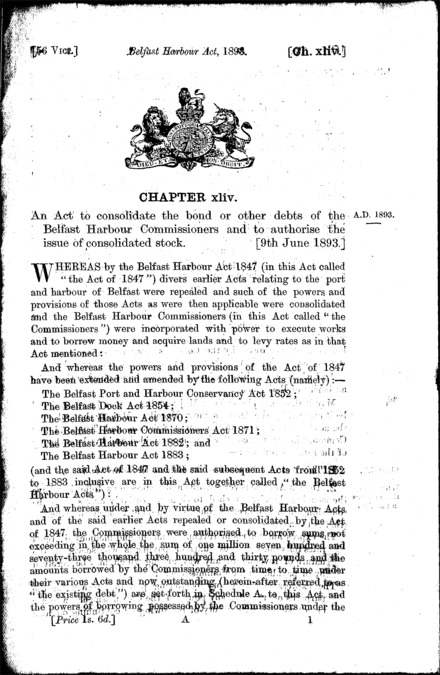 Belfast Harbour Act 1893