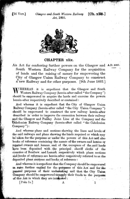 Glasgow and South Western Railway Act 1893