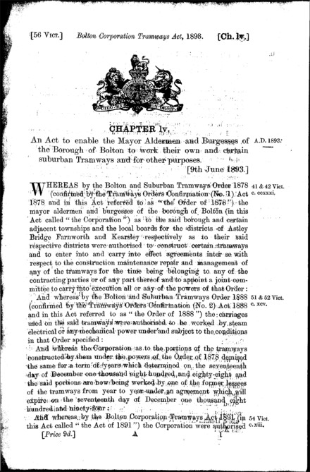 Bolton Corporation Tramways Act 1893