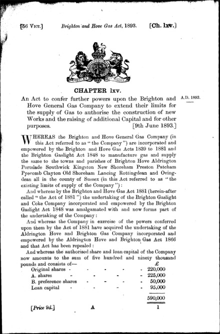 Brighton and Hove Gas Act 1893