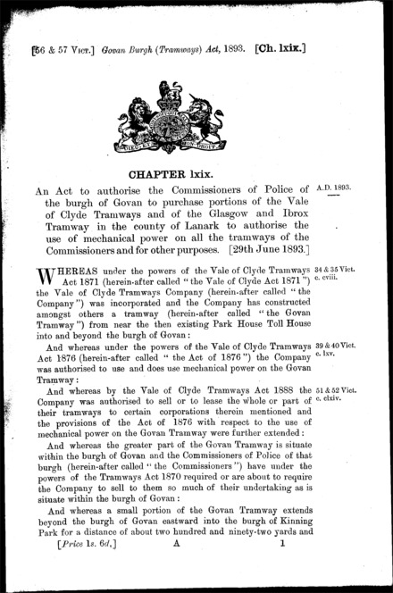 Govan Burgh (Tramways) Act 1893