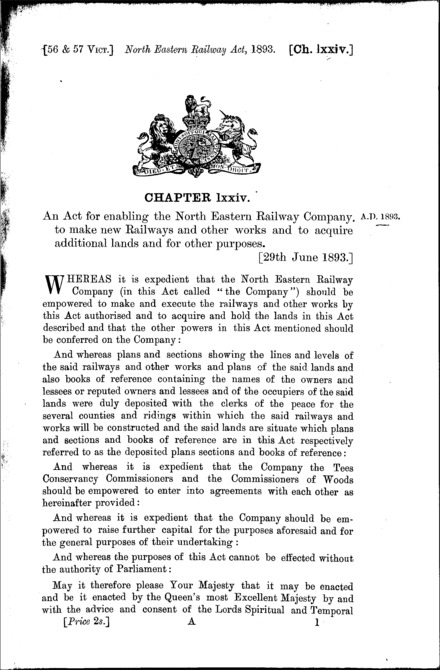 North Eastern Railway Act 1893