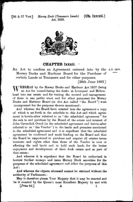 Mersey Dock (Tranmere Lands) Act 1893