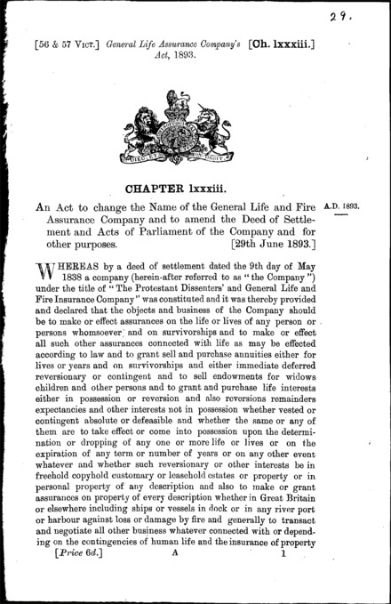 General Life Assurance Company Act 1893