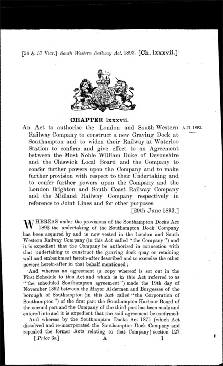 South Western Railway Act 1893