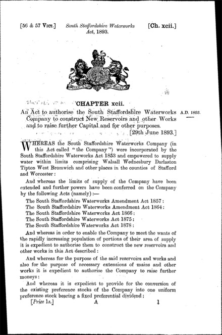 South Staffordshire Waterworks Act 1893