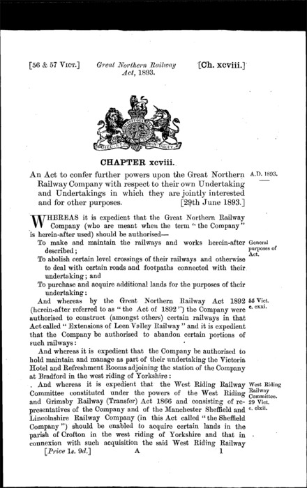 Great Northern Railway Act 1893