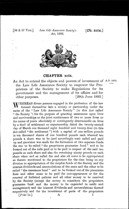 Law Life Assurance Society Act 1893