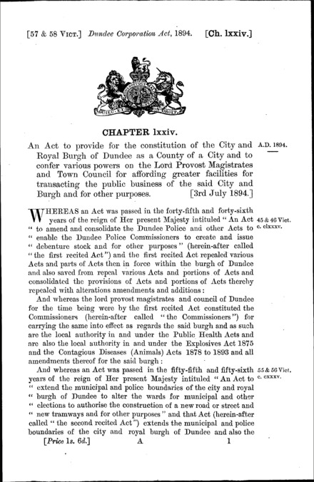 Dundee Corporation Act 1894