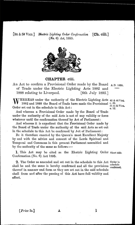 Electric Lighting Order Confirmation (No. 6) Act 1895