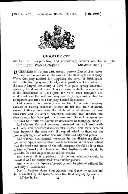 Bridlington Water Act 1895