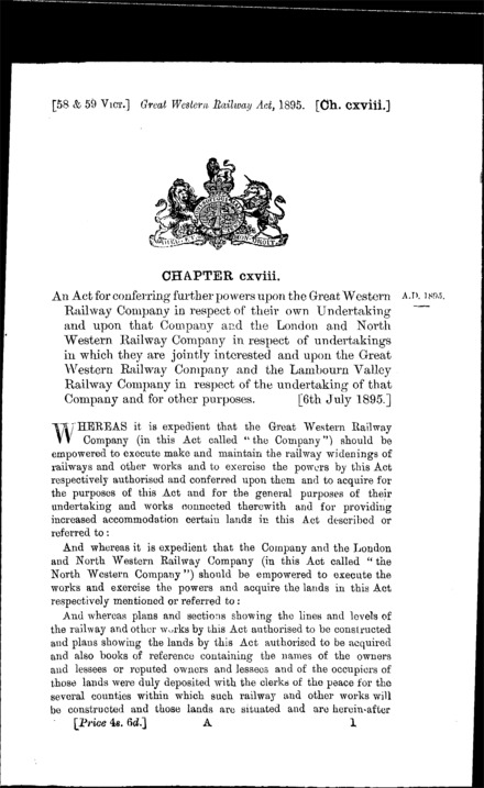 Great Western Railway Act 1895