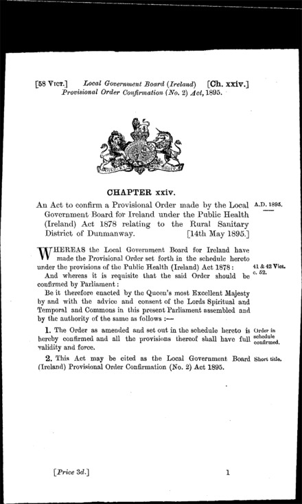 Local Government Board (Ireland) Provisional Order Confirmation (No. 2) Act 1895