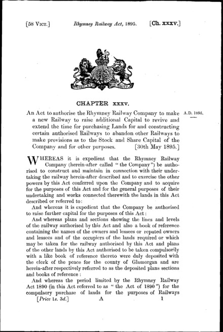 Rhymney Railway Act 1895