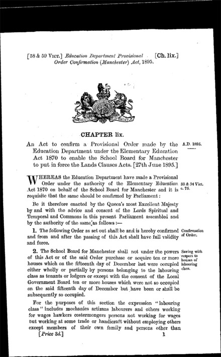 Education Department Provisional Order Confirmation (Manchester) Act 1895