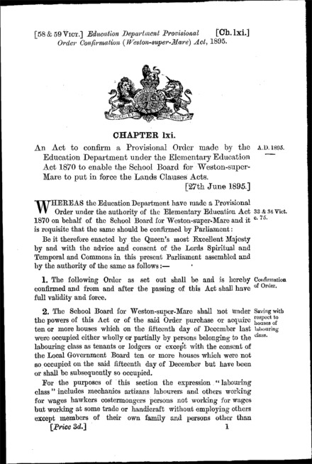 Education Department Provisional Order Confirmation (Weston-super-Mare) Act 1895