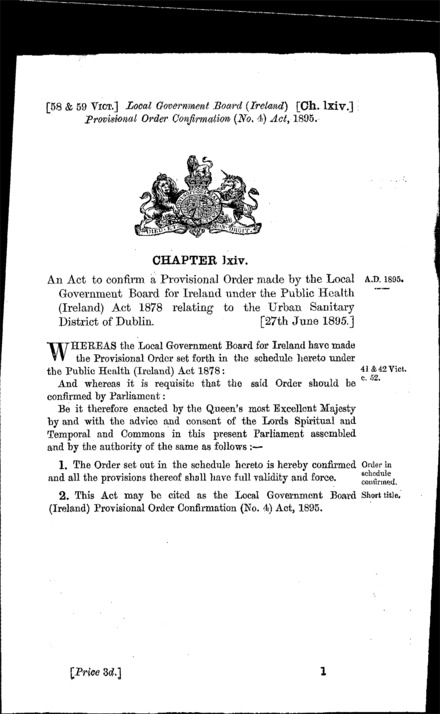 Local Government Board (Ireland) Provisional Order Confirmation (No. 4) Act 1895