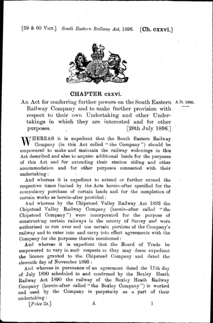 South Eastern Railway Act 1896