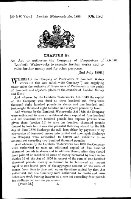 Lambeth Waterworks Act 1896