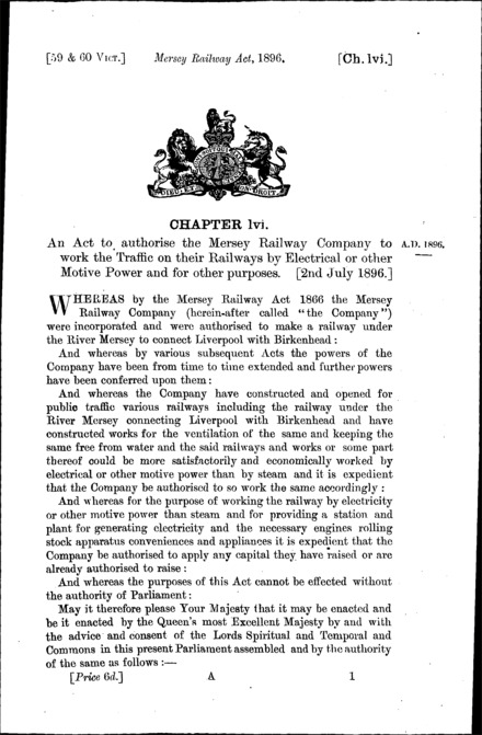 Mersey Railway Act 1896