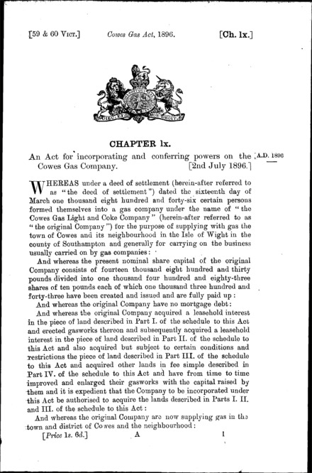 Cowes Gas Act 1896