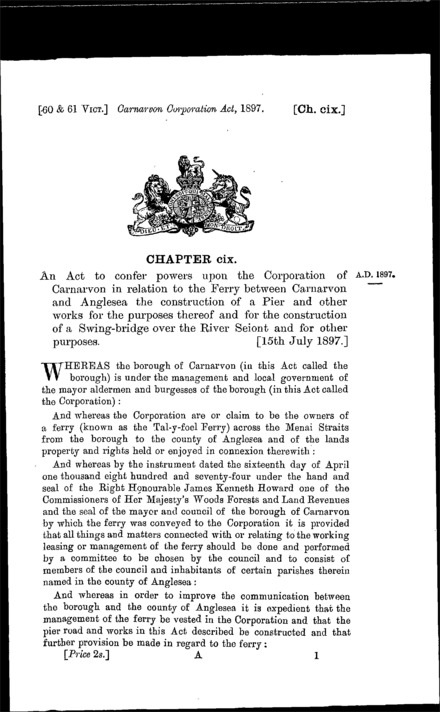 Carnarvon Corporation Act 1897