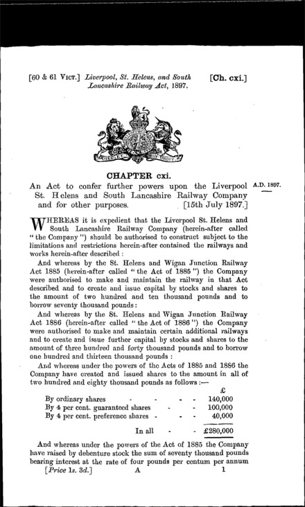 Liverpool, St. Helens and South Lancashire Railway Act 1897