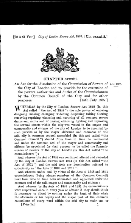 City of London Sewers Act 1897