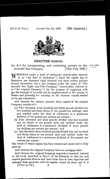 Arundel Gas Act 1897