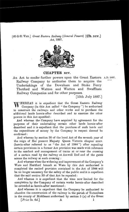 Great Eastern Railway (General Powers) Act 1897