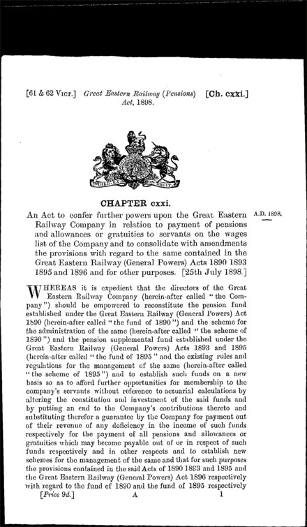 Great Eastern Railway (Pensions) Act 1898