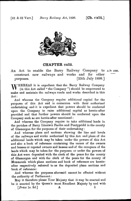 Barry Railway Act 1898