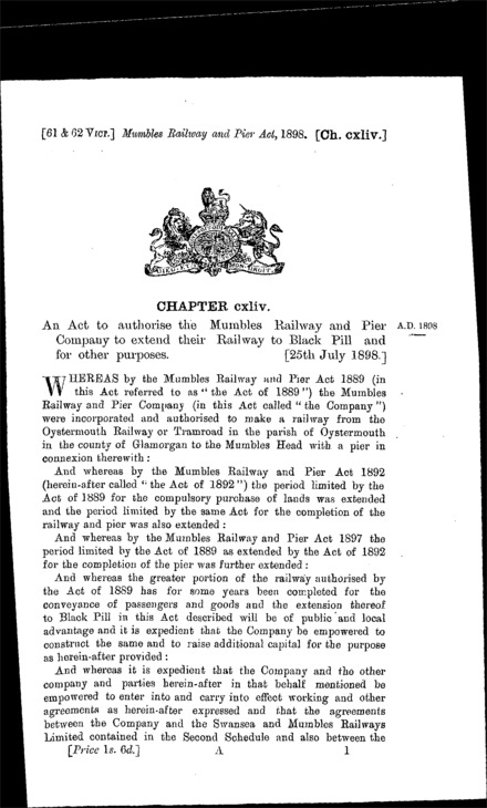 Mumbles Railway and Pier Act 1898