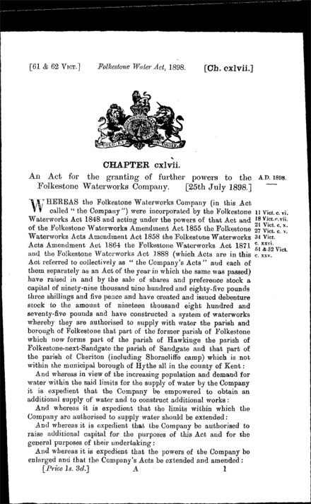 Folkestone Water Act 1898